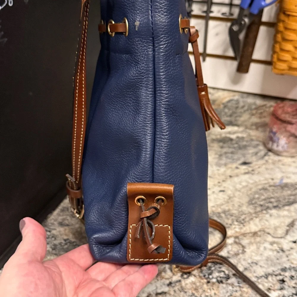 Dooney & Bourke Blue and Brown Leather Tote Bag - Picture 4 of 9